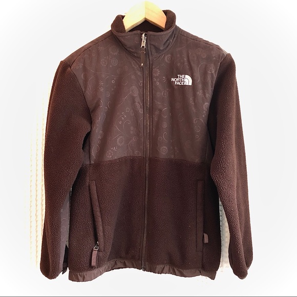 The North Face Fleece Jacket Coat Brown Floral L